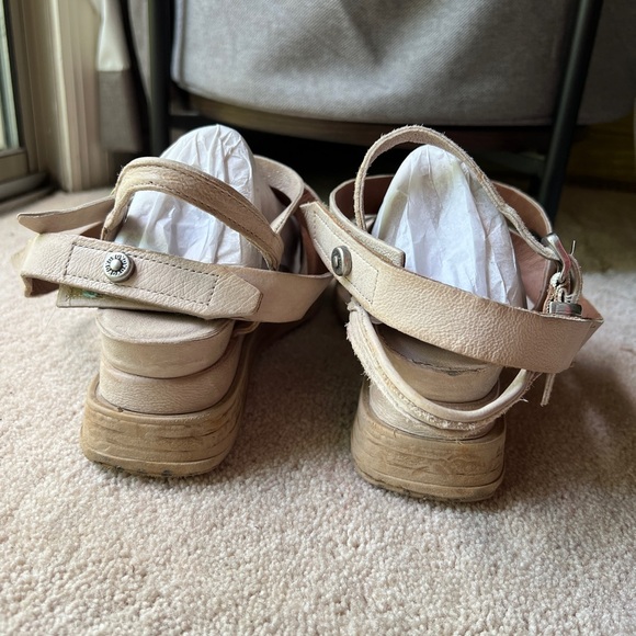 AS98 Labo Bone Leather Wrap Platform Sandals Tan Cream Buckle 37 7 7.5 - Picture 13 of 13
